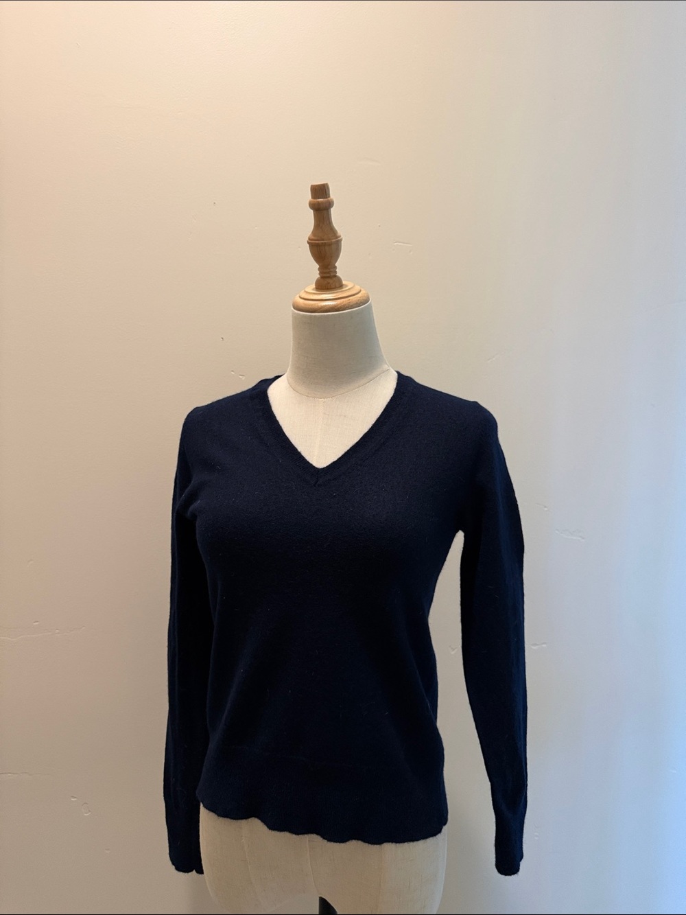 Navy blue merino wool v neck sweater